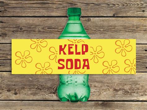 Purchased item: 2-Liter Koca <b>Kelp</b> <b>Soda</b> Spongebob inspired sea drink bottle <b>labels</b> <b>printable</b> instant download birthday party. . Kelp soda labels printable